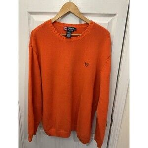 Chaps Orange 100% Cotton Crewneck Sweater Men's Size Large